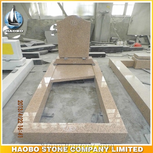 Traditional Tombstone Made Of Yellow Color Granite for Sale