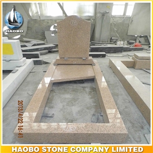Traditional Tombstone Made Of Yellow Color Granite for Sale