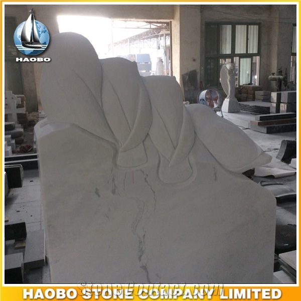 White Marble Headstone Custom Design Owl Caraved Headstone, Angry Birds Pet Monuments Upright Gravestones
