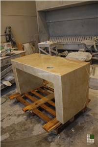 Bathroom Console Table Realised with Lightweight Honey Onyx