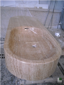 Travertine Washbasin with Overflow Drain Travertine Washbasin with Overflow Drain