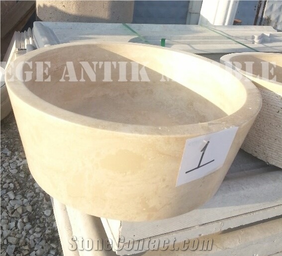 Beige Travertine Wash Basin