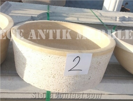 Beige Travertine Wash Basin