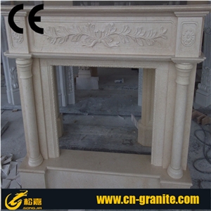 Beige Marble Fireplace,Beige&Yellow Stone Firepalce,China Beige Fireplace,Fireplace Design Ideas,Fireplace Decorating&Remodelings,Fireplace Insert，Fireplace Cover