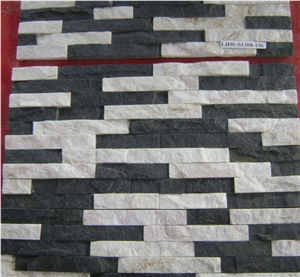 Black&White Quartzite Cultured Stones/Ledge Stones/Stacked Stones/Veneer Stones Panel,Quartzite Floor Tiles&Wall Covering,Quartzite Cultured Stone Panel,Wall Cladding,Stone Wall Decor,Stacked Stone