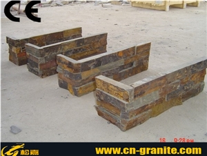China Rustic Cultured Stone Corner,China Ledge Stone,Stone Wall Decor,Stacked Stone Veneer,Exposed Wall Stone Corner,Cheap Price&Good Quality Cultural Slate Stone Corner,Yellow&Rusty Cover Stone