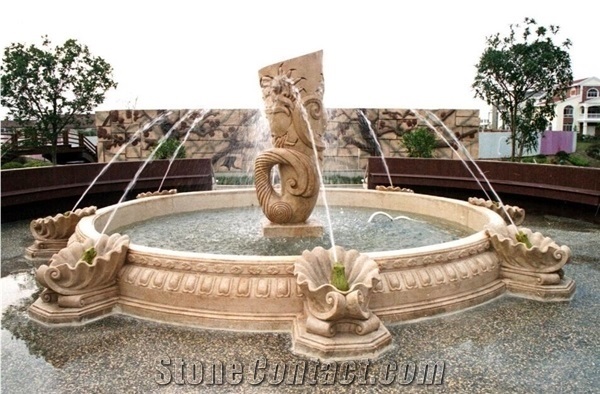 Garden Fountain, Yellow Granite Garden Fountain,Garden Water Fountain,Beige Stone Water Fountain,Yellow Fountain, Exterior Fountain,Outdoor Fountains,Foutain Decoration