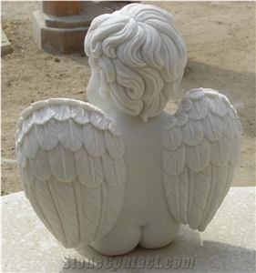 Guangxi White Marble Sculpture Handcarved Cherub Angel Sculptures Angel Child Statues,Human Sculptures,Statues,Head Statues,Handvarved Sulptures,