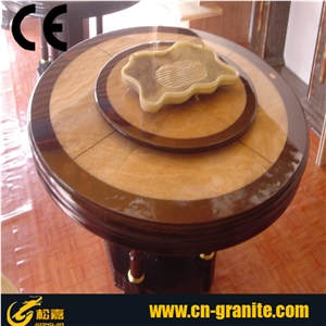 Yellow Marble Dinner Table,Interior Stone Table and Chairs,Table Sets,Yellow Marble Stone Tables