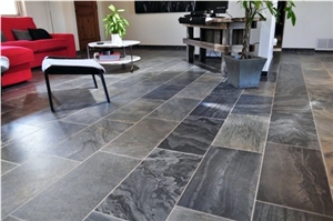 Slate Stone Slabs & Tiles, Grey Slate Polished Floor Tiles