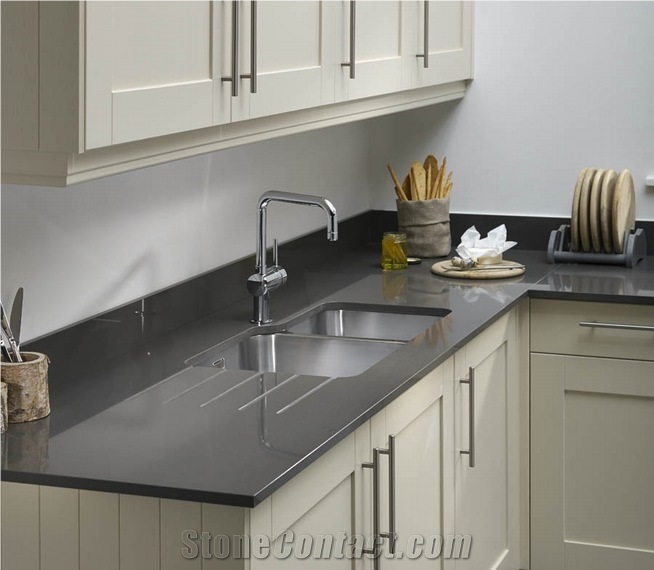 Quartz Stone Polished Surfaces Counter Tops Kitchen Tops with Various Edges and Customized Edges Available 2/3cm Thick