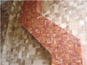 Red Travertine Mosaic Pattern