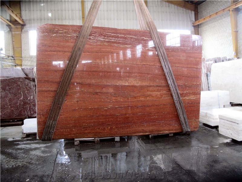 Red Travertine Tile & Slabs, Polished Travertine Floor Tiles, Flooring Tiles