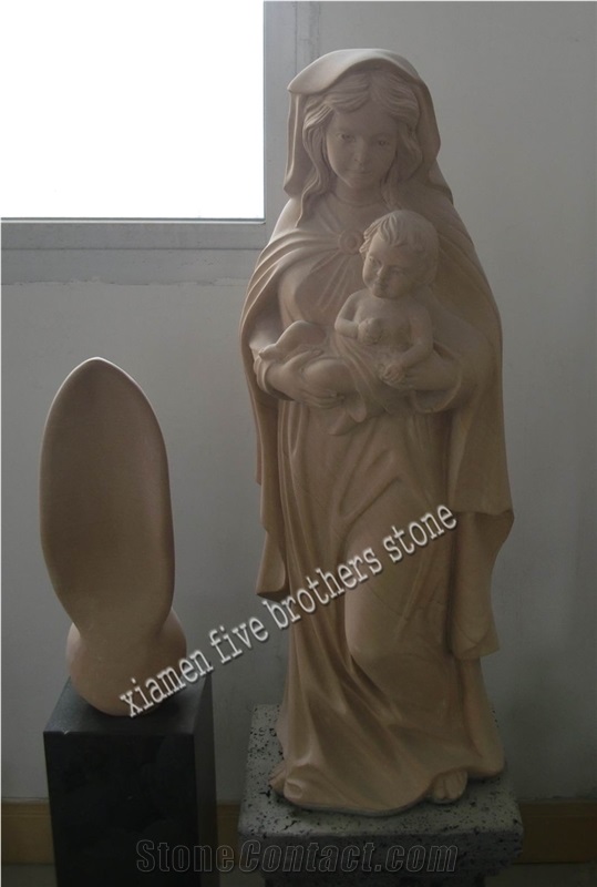 Figure Sculpture Lady Carving Sandstone Statue