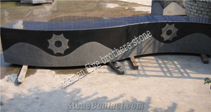 G684 Black Basalt Garden Bench, Black Basalt Bench