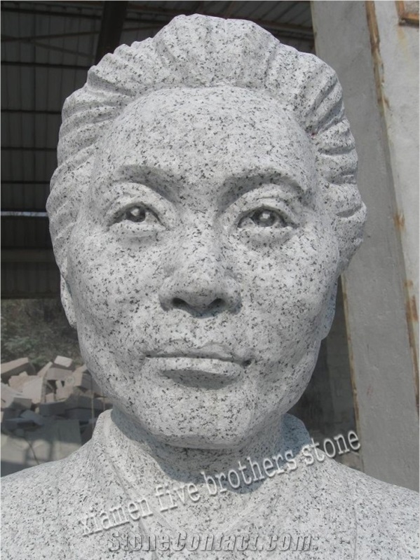 Grey Granite Japanese Figure Sculpture, White Granite Sculpture & Statue