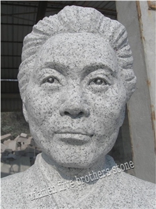 Grey Granite Japanese Figure Sculpture, White Granite Sculpture & Statue