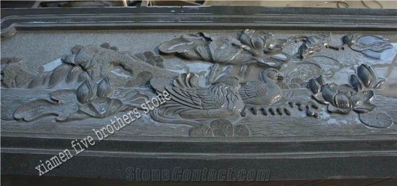 Grey Granite Statue Flower Granite Sculptured Relief & Etching
