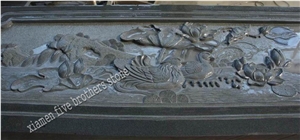 Grey Granite Statue Flower Granite Sculptured Relief & Etching Grey Granite Statue Flower Granite Sculptured Relief & Etching