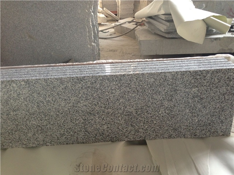 New G603 Polished Granite Steps & Risers,Jiangxi G603 Padang Crystal Granite,Sesame White Granite,Crystal Grey Granite,Light Grey Granite Stairs