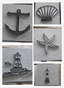Shanxi Black Granite Architectural Stone Shadow Carving Creative Works for Paving