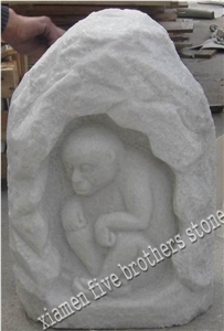 White Granite Animal Monky Grante Sculpture Garden Statue