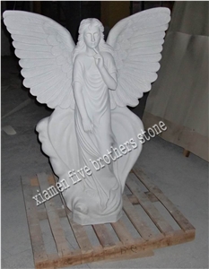 White Marble Angle Carving Stone Sculpture, White Marble Sculpture & Statue