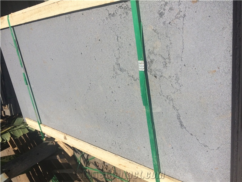 Vietnam Basalt Stone with Holes Tiles & Slabs, Grey Basalt Floor Tiles, Floor Covering Tiles