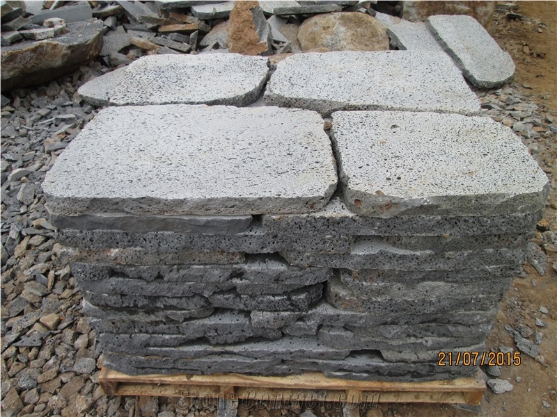 Vietnam Lava Stepping Stone (Irregular Size), Grey Basalt Cube Stone & Pavers