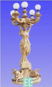 Stone Pillar, Beige Marble Column Stone Pillar, Beige Marble Column