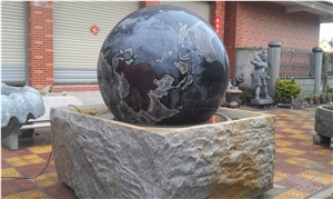 Black Granite Fountain Sphere Balls,Garden Features,Rolling Ball Fountains