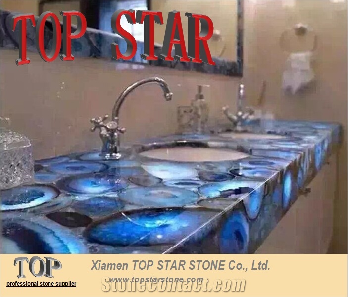 Translucent Blue Gemstone Semi Precious Stone Big Slabs
