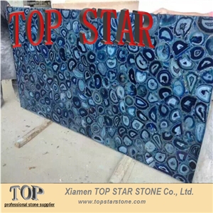 Translucent Crystal Blue Gemstone Agate Jade Slab