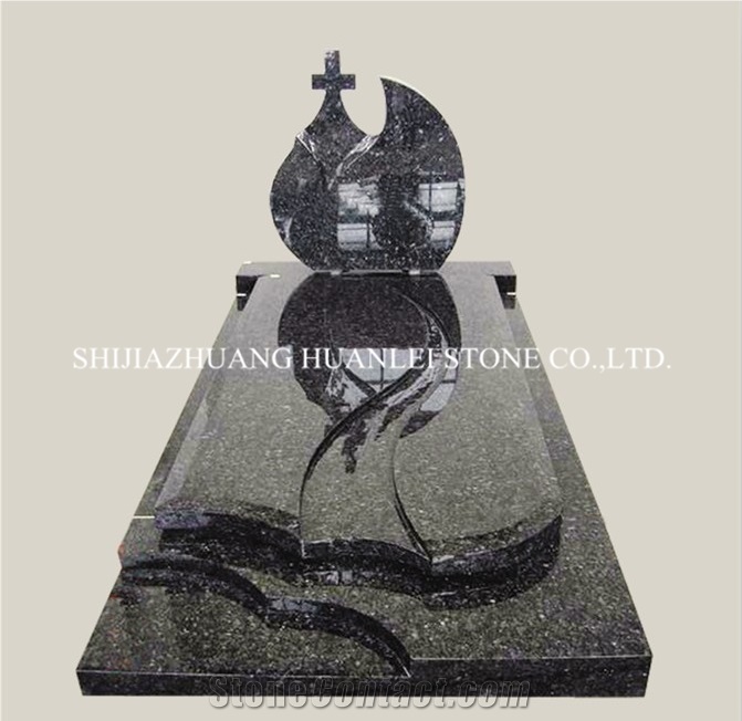 China Nero Assoluto Granite Heart Tombstone Design, Granite Monument ,Cross Memorial ,Western Style Headstone,Gravestone,Cemetery Tombstone