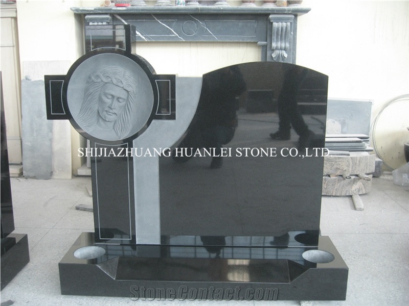 China Nero Assoluto Granite Heart Tombstone Design, Shanxi Black Granite Monument Grade a ,Memorial ,Western Style Headstone,Gravestone,Cemetery Tombstone