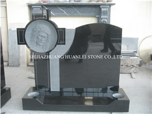 China Nero Assoluto Granite Heart Tombstone Design, Shanxi Black Granite Monument Grade a ,Memorial ,Western Style Headstone,Gravestone,Cemetery Tombstone