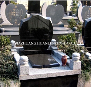China Nero Assoluto Granite Heart Tombstone Design, Shanxi Black Granite Monument Grade a ,Memorial ,Western Style Headstone,Gravestone,Cemetery Tombstone
