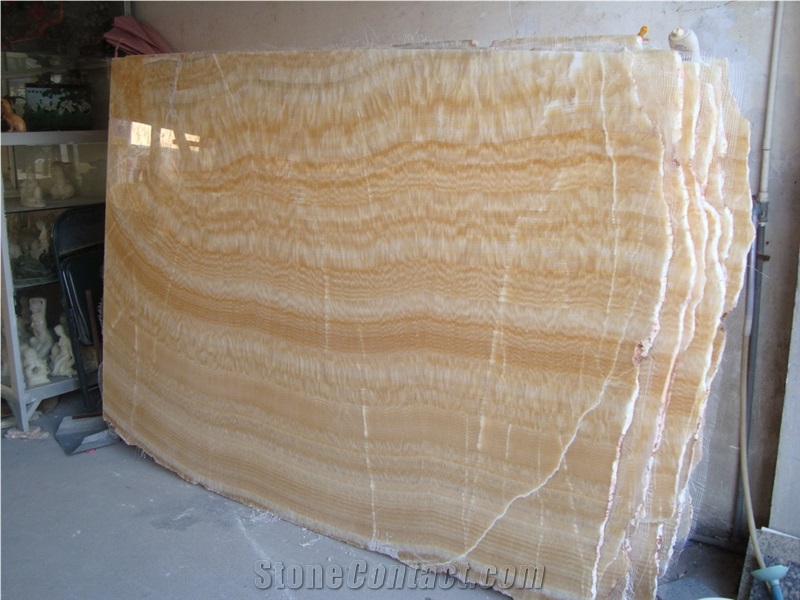 China Honey Yellow Onyx Slabs Natural Stone Tile