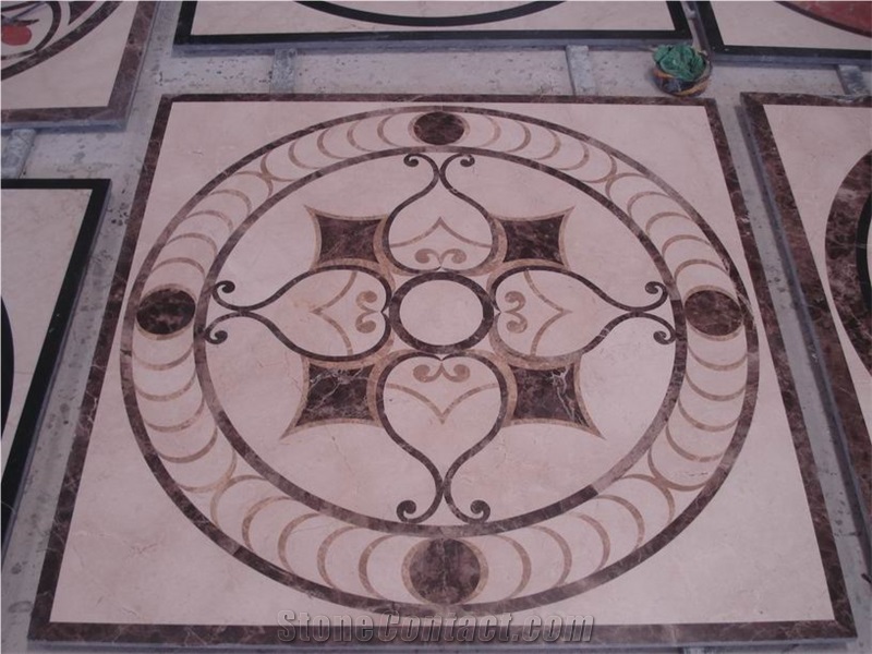 Marble Water-Jet Medallions Design, Square Floor Medallions