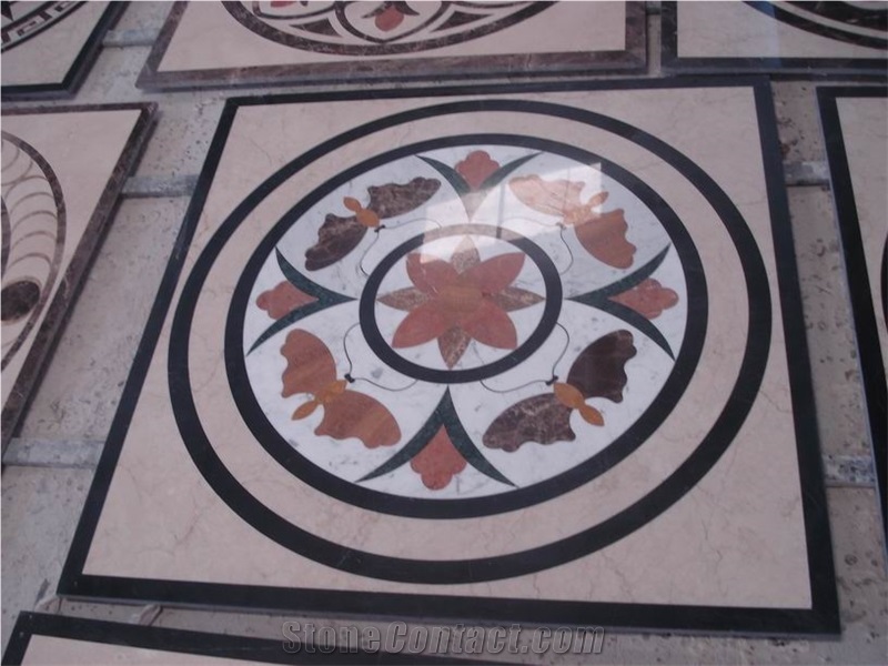 Marble Water-Jet Medallions Design, Square Floor Medallions