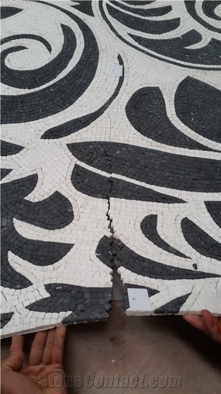 White And Black Elegant Natural Marble Mosaic Pattern