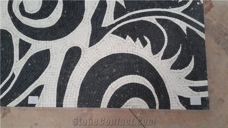 White And Black Elegant Natural Marble Mosaic Pattern