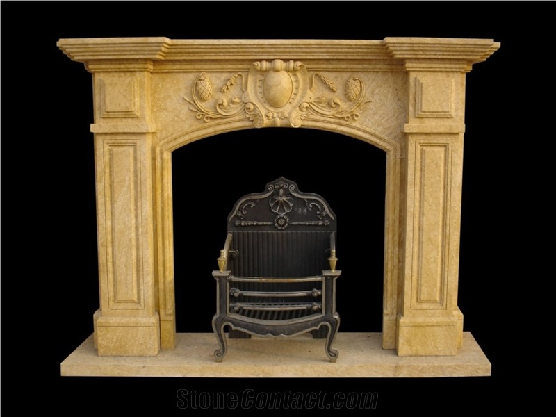 Saint Remy Beige Limestone Fireplace