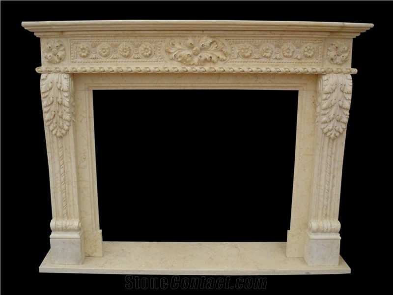 Saint Remy Beige Limestone Fireplace