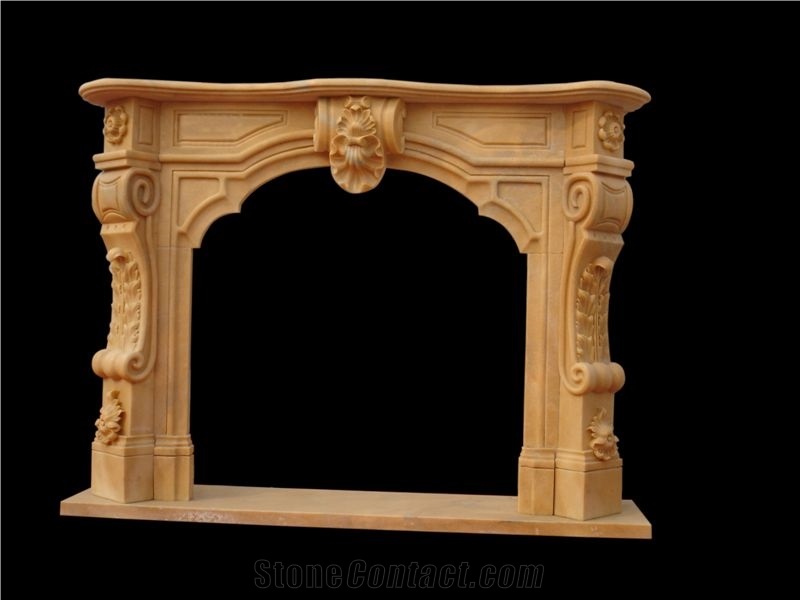 Saint Remy Beige Limestone Fireplace