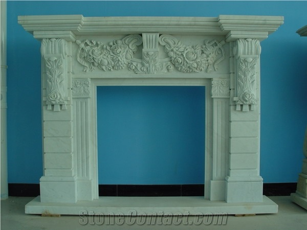 White Marble Fireplace Mantel Surround