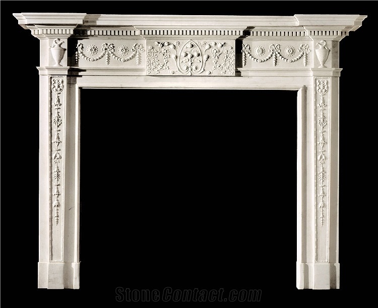White Marble Fireplace Mantel Surround