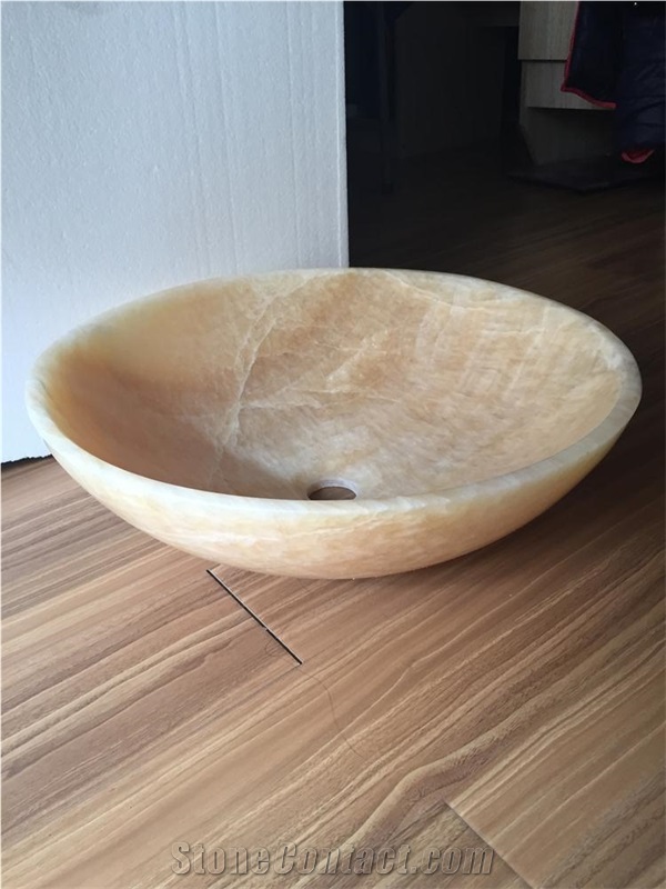 Light Honey Onyx Sink, Onyx Vessel Sink
