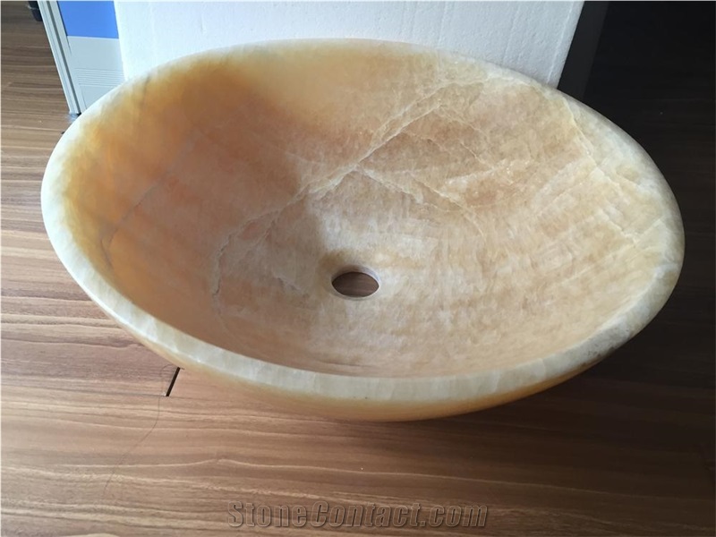 Light Honey Onyx Sink, Onyx Vessel Sink