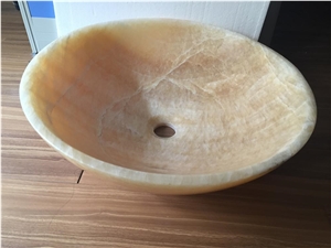 Light Honey Onyx Sink, Onyx Vessel Sink